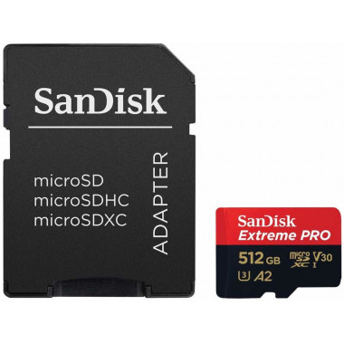 Флеш карта microSDXC 512Gb Class10 Sandisk SDSQXCZ-512G-GN6MA Extreme Pro + adapter