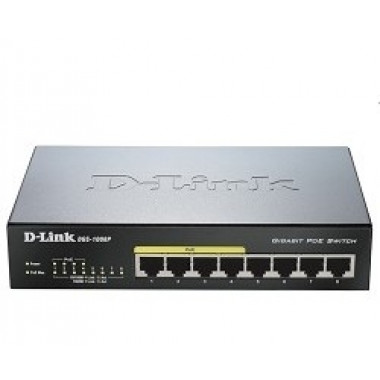 Коммутатор D-Link DGS-1008P/E1A (8G, 4PoE, 80W, неуправляемый)