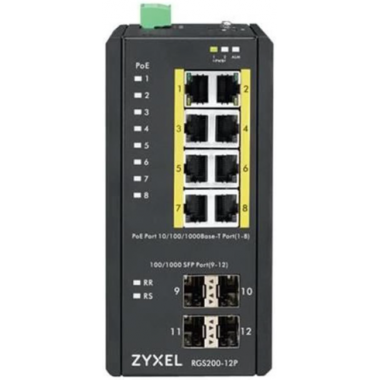 Коммутатор Zyxel RGS200-12P-ZZ0101F 8G 4SFP 8PoE+ 240W