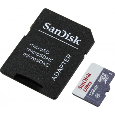 Флеш карта microSDXC 128Gb Class10 Sandisk SDSQUNS-128G-GN6TA Ultra 80 + adapter