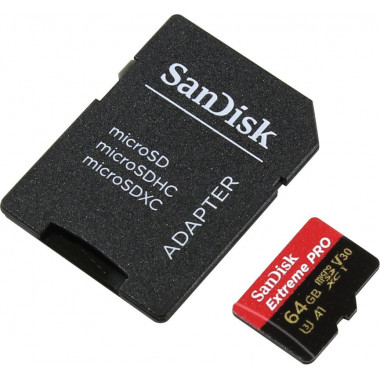 Флеш карта microSDXC 64Gb Class10 Sandisk SDSQXCG-064G-GN6MA Extreme + adapter