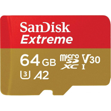 Флеш карта microSDXC 64Gb Class10 Sandisk SDSQXA2-064G-GN6MA Extreme + adapter