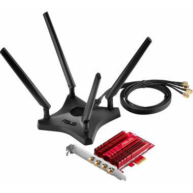 Сетевой адаптер WiFi Asus PCE-AC88 AC3100 PCI Express x1 (ант.внеш.съем) 4ант. (упак.:1шт)