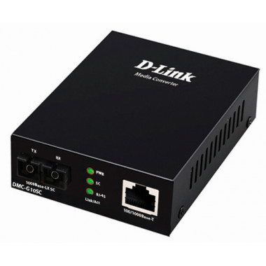 Медиаконвертер D-Link DMC-G10SC/A1A Медиаконвертер с 1 портом 100/1000Base-T и 1 портом 1000Base-LX с разъемом SC для одномодового оптического кабеля (до 10 км)
