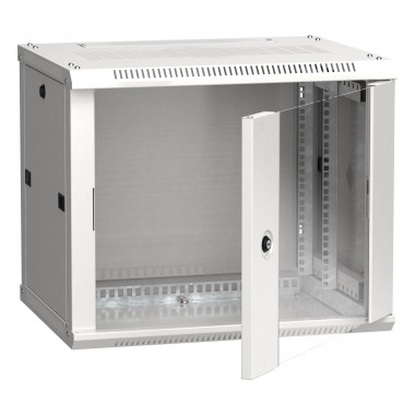 Шкаф монтажный ITK Linea W (LWR3-06U64-GF) настенный 6U 600x450мм пер.дв.стекл 90кг серый 350мм 22кг 200град. 370мм IP20 IK08 сталь