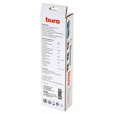 Сетевой фильтр Buro 600SH-16-1.8-B 1.8м (6 розеток) черный (коробка)