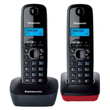 Р/Телефон Dect Panasonic KX-TG1612RU3 темно-серый/красный (труб. в компл.:2шт) АОН