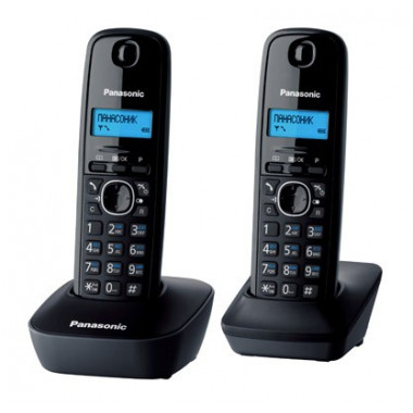 Р/Телефон Dect Panasonic KX-TG1612RUH темно-серый (труб. в компл.:2шт) АОН